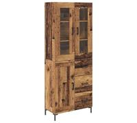 Kaorsrow Highboard Lot de 2 étagères murales en bois vieilli avec tiroirs | Lot de 2 étagères suspendues flexibles et armoire à tiroirs pour le salon, apporte de l'ordre avec des éléments en verre.