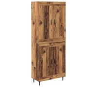 Kaorsrow Highboard Lot de 2 meubles en bois vieilli 69,5 x 34 x 180 cm | Ensemble d'armoire polyvalent pour le salon et le couloir avec pieds en fer robustes, beaucoup d'espace de rangement et