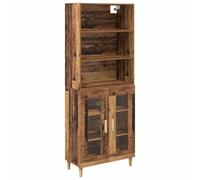 Kaorsrow Highboard Lot de 2 meubles hauts en bois vieilli 69,5 x 32,5 x 180 | Ensemble flexible de 2 pièces composé d'un buffet et d'une armoire suspendue pour salle à manger et salon