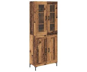 Kaorsrow Highboard Lot de 2 meubles muraux en bois aspect bois vieilli et | Commode murale peu encombrante à l'aspect bois vieilli élégant avec portes en verre pour salon, couloir et salle à manger.