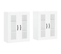 Kaorsrow Lot de 2 armoires murales blanches avec porte en verre - 69,5 cm | Élégant ensemble d'armoire suspendue pour salon et chambre à coucher avec portes en verre, beaucoup d'espace de rangement et