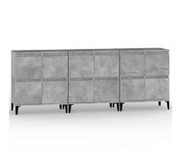 Kaorsrow Lot de 3 buffets gris béton - 60 x 35 x 70 cm - Commode en bois | Ensemble d'armoire modulaire pour salon et couloir avec 4 compartiments par élément pour un rangement ordonné des objets du
