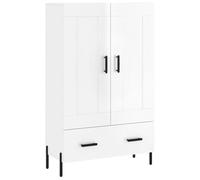 Kaorsrow Meuble haut en bois blanc brillant 69,5 x 31 x 115 cm | Armoire d'appoint élégante avec support mural pour salon et couloir, offre des étagères polyvalentes et un design moderne.