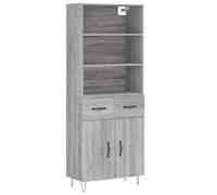 Kaorsrow Meuble haut gris sonoma 69,5 x 34 x 180 cm en bois | Meuble de rangement élégant pour le salon : beaucoup d'espace de rangement avec pieds en métal solides et portes pratiques.