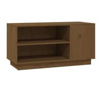 Kaorsrow Meuble TV en pin massif Marron miel 80 x 35 x 40,5 cm | Armoire multimédia compacte en pin véritable avec compartiment pour récepteur et console dans le salon ou la chambre à