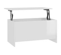 Kaorsrow Table basse réglable en hauteur Blanc brillant 102 x 55,5 x 52,5 | Table de salon polyvalente avec plateau relevable et compartiment caché pour une utilisation flexible comme table pour