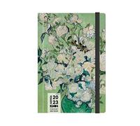 Kaos Agenda hebdomadaire 2023 - 12 mois avec planificateur - Moyen 13 x 21 cm - Pour la maison, le bureau, l'université - Couverture rigide, élastique plat, signet, coins arrondis - Van Gogh - Vase de