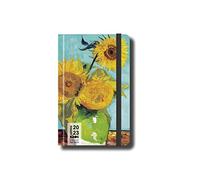 KAOS Agenda hebdomadaire 2023-12 mois avec planificateur - Pocket 9 x 14 cm - Facile à transporter - Couverture rigide, élastique plat, signet, coins arrondis - Van Gogh - Tournesols, P000566