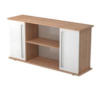 KAPA SB | Sideboard | avec portes - Noyer/Blanc poignée chrome métal