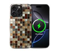 Kapadiy Coque magnétique pour iPhone 15 Pro, compatible avec les carreaux de mosaïque MagSafe, design élégant et coloré, hybride double protection en silicone + coque intégrale antichoc en