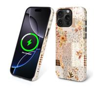 Kapadiy Coque magnétique pour iPhone 15 Pro Max, motif floral patchwork floral compatible avec MagSafe hybride double protection en silicone + coque de protection antichoc anti-rayures pour homme et