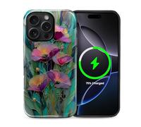 Kapadiy Coque magnétique pour iPhone 16 Pro Max, compatible avec MagSafe Magnolia Blossom - Design hybride double protection en silicone + coque intégrale antichoc en polycarbonate rigide pour homme