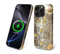 Kapadiy Coque magnétique pour iPhone 16 Pro Max, motif mosaïque Golden Gliz compatible avec MagSafe Hybrid Double protection en silicone + coque de protection antichoc et anti-rayures pour homme et