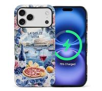 Kapadiy Coque magnétique pour iPhone 17 Pro Max, compatible avec MagSafe - Design italien - Double protection en silicone + coque intégrale antichoc en polycarbonate rigide pour homme et femme