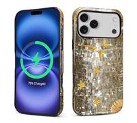 Kapadiy Coque magnétique pour iPhone 17 Pro Max, motif mosaïque Golden Gliz compatible avec MagSafe Hybrid Double protection en silicone + coque de protection antichoc et anti-rayures pour homme et
