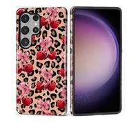 Kapadiy Coque pour Samsung Galaxy S26 Ultra - Imprimé léopard avec nœud en cerise - Double protection hybride en silicone + coque intégrale antichoc en polycarbonate rigide pour homme et femme