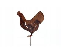 Kapaga - Figurine de jardin en métal rouillé sur pattes à enfoncer - Figurine animale décorative - Décoration de jardin (poulet - Hauteur 31 cm)