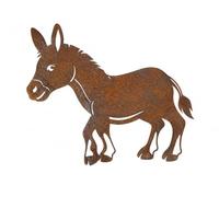 Kapaga - Figurine de jardin en rouille - Métal - Patiné - Âne - Hauteur 72 cm