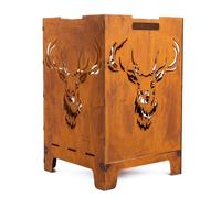 Kapaga - foyer en acier Corten avec motif cerf - cheminée extérieure pliable,