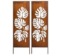 Kapaga - Lot de 2 brise-vue en métal - 160 x 50 cm - Patine - Aspect | Pour jardin et terrasse - Corten, élément brise-vue - Pare-vue - Clôture décorative de jardin - Rouille