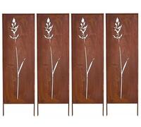 Kapaga - Lot de 4 Brise-vues en Métal Corten 160 x 50 cm - Effet Rouillé - Paravent Rustique pour Jardin - Panneaux de Protection Extérieurs - Élément Décoratif de Jardin - Clôture Déco (Monstera 3)