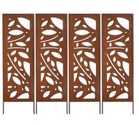 Kapaga - Lot de 4 Brise-vues en Métal Corten 160 x 50 cm - Effet Rouillé - Paravent Rustique pour Jardin - Panneaux de Protection Extérieurs - Élément Décoratif de Jardin - Clôture Déco (Imprimé 2)