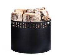 Kapaga - Panier à bois 33 × 26 cm - métal noir thermolaqué - porte-bûches avec motif - panier robuste pour cheminée, salon et décoration, rangement bois de chauffage