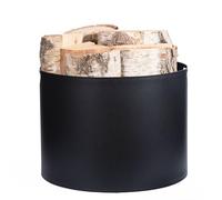 Kapaga - Panier à bois 38 x 28 cm - Métal noir thermolaqué - Porte-bûches robuste pour cheminée, salon et décoration - Rangement du bois de chauffage