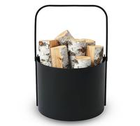 Kapaga - Panier à bois en métal ⌀ 35 cm, rangement bois intérieur, soudé - prêt à l’emploi, revêtement thermolaqué, support à bois stable, noir