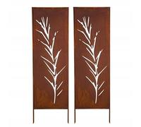 Kapaga - Paravent Métal 2x - 160 cm x 50 cm - Corten - Effet Rouillé Paravent pour Jardin - Élément de Paravent - Mur de Protection - Décoration de Jardin - Clôture - Rouille (Calme)