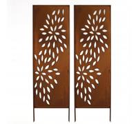 Kapaga - Paravent Métal 2x - 160 cm x 50 cm - Corten - Effet Rouillé Paravent pour Jardin - Élément de Paravent - Mur de Protection - Décoration de Jardin - Clôture - Rouille (Découpé)