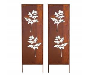 Kapaga - Paravent Métal 2x - 160 cm x 50 cm - Corten - Effet Rouillé Paravent pour Jardin - Élément de Paravent - Mur de Protection - Décoration de Jardin - Clôture - Rouille (Feuilles)