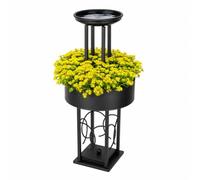 Kapaga Support de plantes en métal avec abreuvoir à oiseaux, décoration de | Profilé en acier 14 × 14 mm, bac à fleurs Ø 33 cm, bassin d'eau Ø 23 cm, plaque de base 19 × 19 cm, environ 9 kg. Fabriqué en