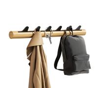 KAPANOU Porte-Manteau Mural en Bois de Hêtre avec 6 Crochets en Métal , Design Vintage pour Manteaux, Chapeaux - Crochets Décoratifs pour Entrée, Chambre - Noir