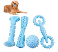 Kapetgo Lot de 4 jouets de dentition pour chiot de 2 à 8 mois - Jouet à mâcher pour le nettoyage des dents - Distributeur de nourriture - Os en caoutchouc souple - Balle interactive en forme de donut