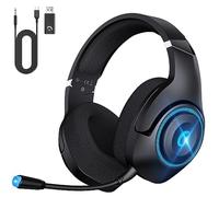KAPEYDESI Casque de Jeu sans Fil pour PS5, PC, Casque de Jeu sans Fil avec Microphone, 3D stéréo Surround, Bluetooth 5.2, câble Adaptateur 3,5 mm pour Xbox Series Gamer, Noir et Bleu