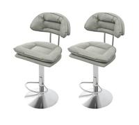 KAPIPALA Lot de 2 tabourets de bar pivotants ergonomiques rembourrés certifiés SGS - Avec dossier et repose-pieds - Pour salon de coiffure, bars - 62 à 82 cm
