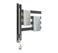 KAPIPALA Porte-serviettes électrique en acier inoxydable rotatif à 180° 90 W avec 4 bras pivotants et affichage LED Contrôle intelligent Thermostat intelligent Chauffe-serviettes 48 x 64 cm