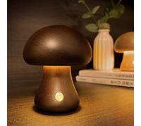 KAPJHRX Lampe en forme de champignon, veilleuse portable rechargeable, veilleuse en bois, lampe de table en forme de champignon pour décoration d'intérieur - avec fonction mémoire (bois de hêtre-B)