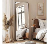 Kapler Arc Miroir sur pied, 160 x 53 cm, grand, rond, noir, pour Deman, monté au mur, inclinable, décoration de salon