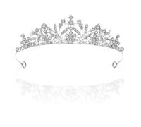 Kapokr Diadème de mariage en argent et diamant cristal pour femme, pour anniversaire, mariage, concours de beauté, bal de fin d'année, 14*3.5cm, Métal non précieux, Cristal