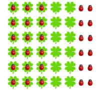 Kapokr Lot de 100 coccinelles en bois et feutre - Décoration autocollante - Mini coccinelle - Trèfle porte-bonheur - Pour travaux manuels, décoration de fête