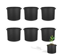 Kapokr Lot de 6 Paniers Plante Sacs de Plantation en Tissu Non Tissé de 11 l - Avec Poignées - Pour Tomates, Pommes de Terre, Légumes, Fleurs, Balcon, Jardin, Serre