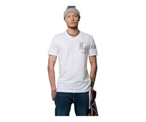 Kaporal Barny, Tee Shirt Manches Courtes, pour Homme, 95% Coton - 5% Elasthanne, Coupe Slim, Col en V, Couleur Navy, Taille S Homme (Lot de 1)