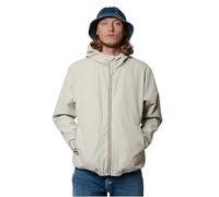 Blouson écru uni avec une coupe droite à col à capuche et des poches L