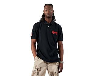 Kaporal, Polo Manches Courtes, Modèle BARNI, Coupe Regular, pour Homme, 100% Coton_Bio, Couleur Black, Taille M