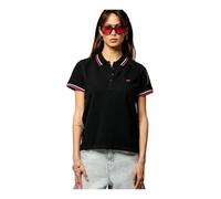 Kaporal, Polo Manches Courtes, pour Femme, 96% Coton_Bio - 4% Elasthanne, Coupe Fitted, Col Polo, Couleur Black, Taille XS