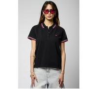 Kaporal, Polo Manches Courtes, pour Femme, 96% Coton_Bio - 4% Elasthanne, Coupe Fitted, Col Polo, Couleur Black, Taille XS