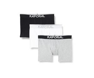 Kaporal QUADM Caleçon Boxeur, Black/White/Grey Mel, L Homme