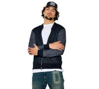 Sweat zippé bleu Homme BENJI - KAPORAL - Manches longues - Badge cuir poitrine S